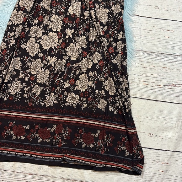 Garnet Hill Floral Striped Maxi Black Red Dress - Picture 9 of 9